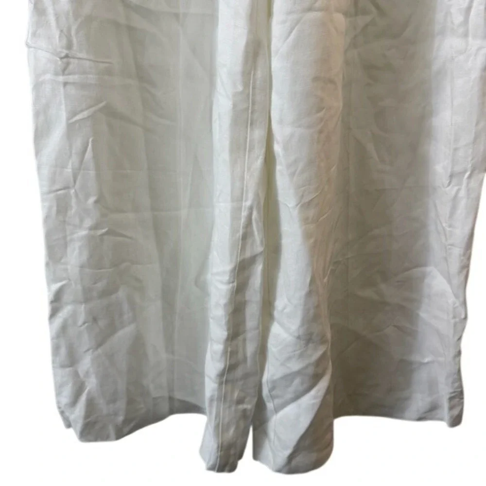 ANINE BING Lou pleated woven wide-leg pants Ivory‎ white Linen Blend size 2 NWT